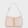 Cesia Metallic Accent Tweed Shoulder Bag – Pink