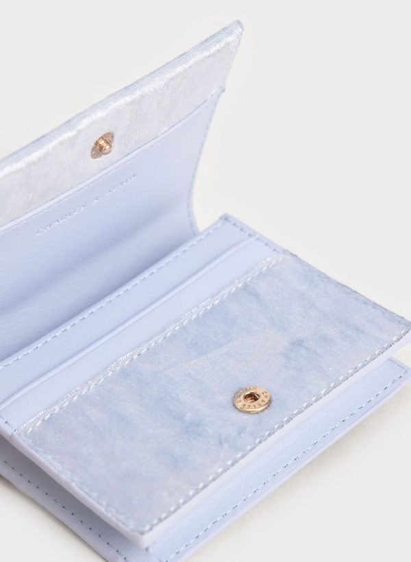 Velvet Embellished Card Holder – Light Blue