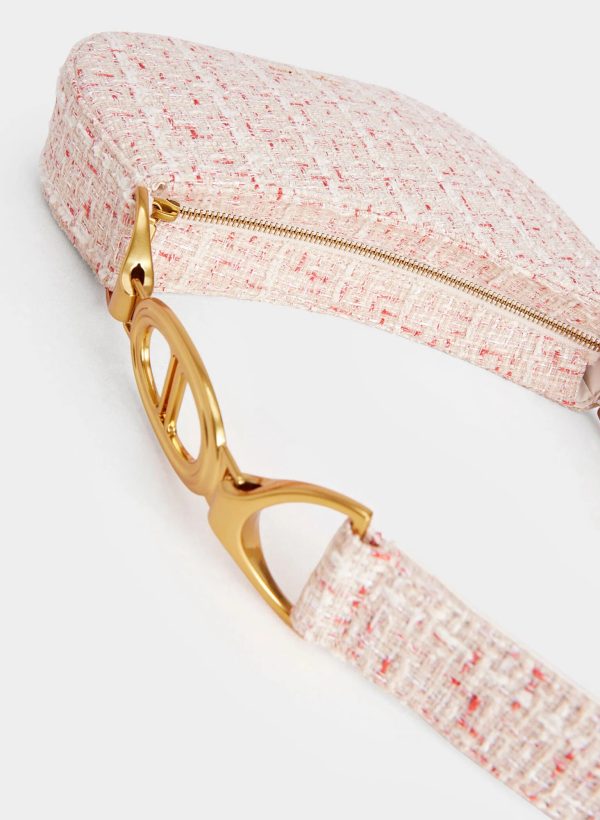 Tweed Asymmetrical Shoulder Bag – Cream