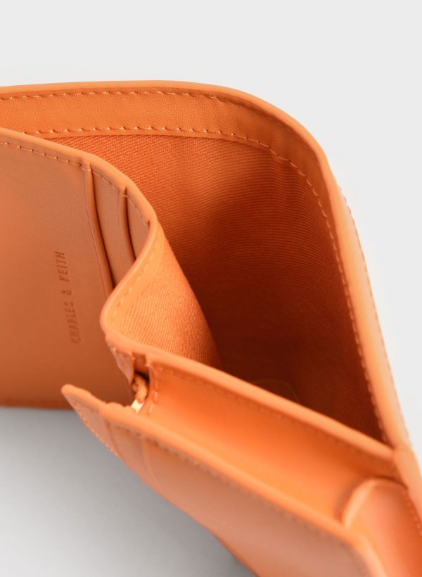 Snap Button Mini Short Wallet – Orange