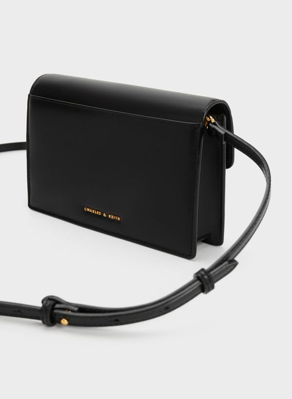 Padlock Envelope Crossbody Bag – Black