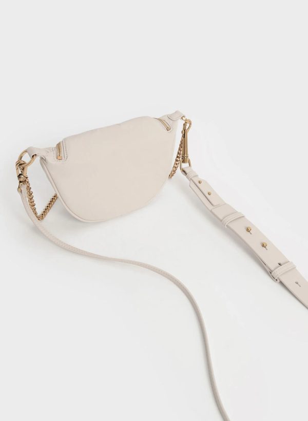Philomena Wrinkled-Effect Half-Moon Crossbody Bag – Ivory