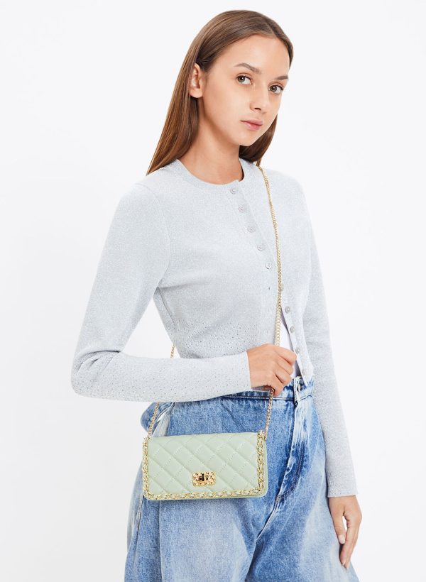 Micaela Quilted Long Wallet – Green