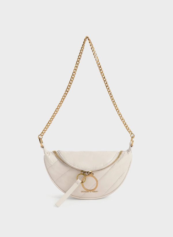 Philomena Wrinkled-Effect Half-Moon Crossbody Bag – Ivory