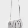 Satin Ruched Bead-Handle Bag – Silver