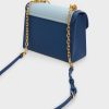 Front Flap Chain Handle Crossbody Bag – Navy
