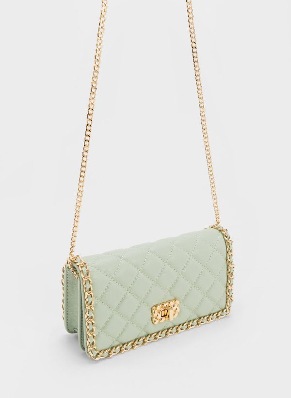 Micaela Quilted Long Wallet – Green