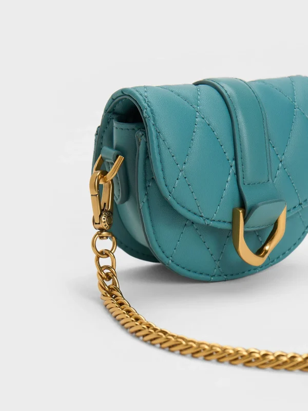 Micro Gabine Quilted Saddle Bag – Teal