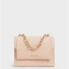 Front Flap Chain Handle Crossbody Bag – Light Pink