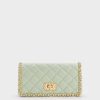 Micaela Quilted Long Wallet – Green