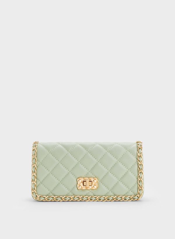 Micaela Quilted Long Wallet – Green