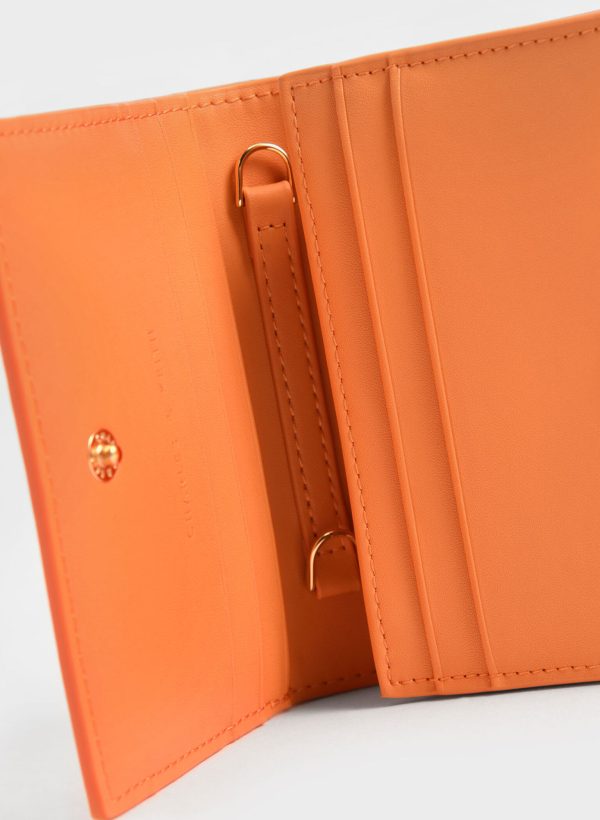 Snap Button Mini Short Wallet – Orange