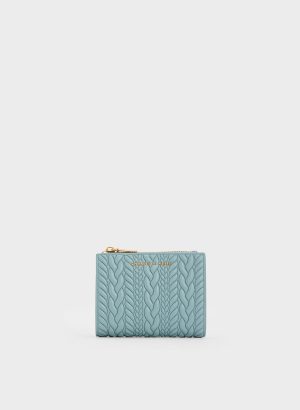 Apolline Textured Top-Zip Wallet – Slate Blue
