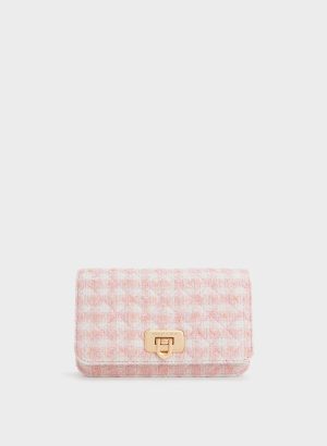 Cressida Tweed Push-Lock Clutch – Pink