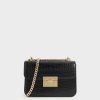 Croc-Effect Chain Strap Crossbody Bag – Black