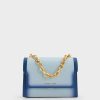 Front Flap Chain Handle Crossbody Bag – Navy