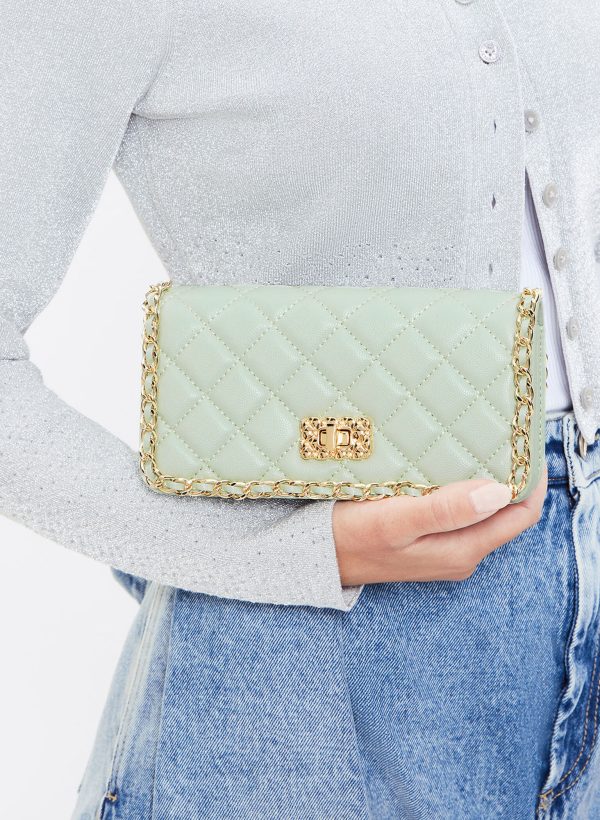 Micaela Quilted Long Wallet – Green
