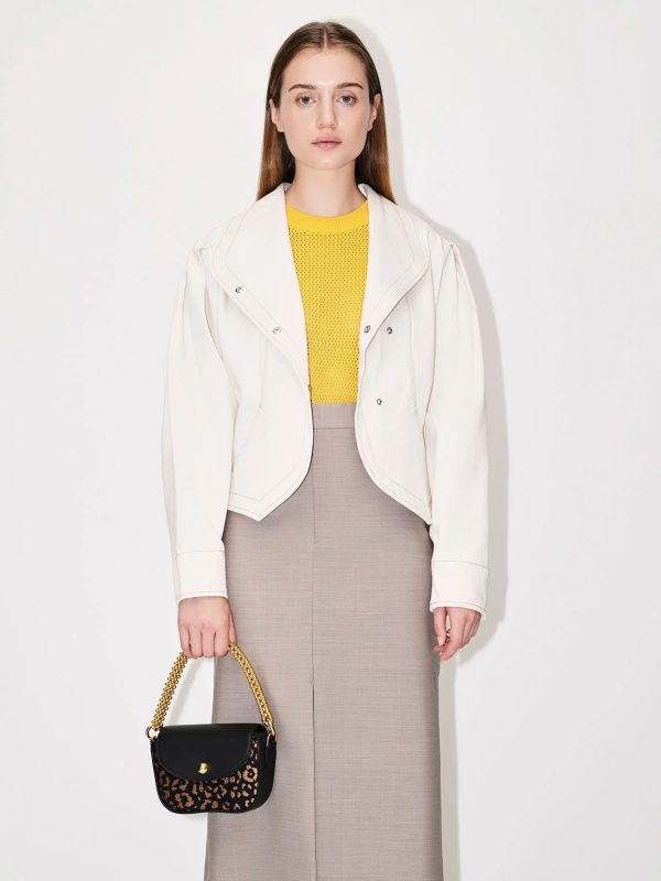 Beaded Metallic Handle Sculptural Bag – Animal Print Black