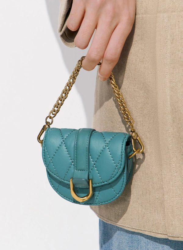 Micro Gabine Quilted Saddle Bag – Teal