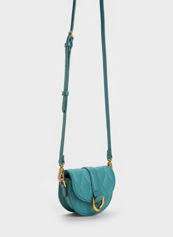Micro Gabine Quilted Saddle Bag – Teal