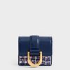 Gabine Tweed Chain-Link Card Holder – Navy