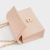Front Flap Chain Handle Crossbody Bag – Light Pink