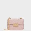 Glittered Push-Lock Chain-Handle Bag – Blush