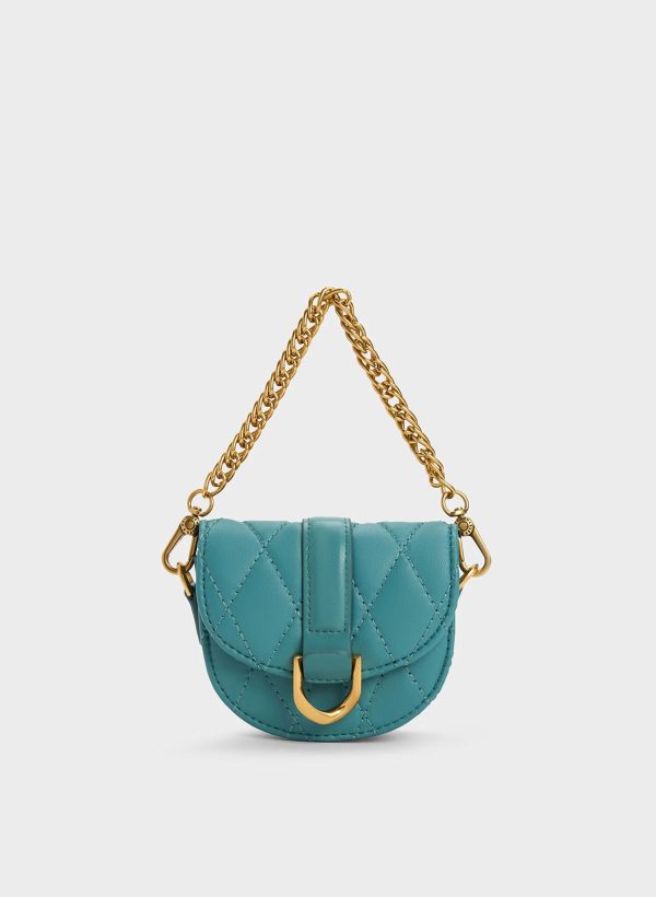 Micro Gabine Quilted Saddle Bag – Teal