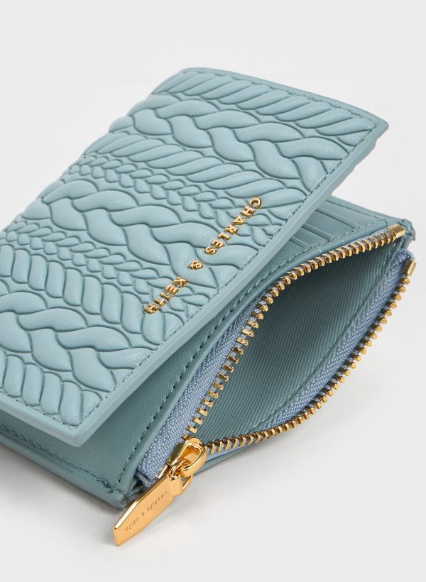 Apolline Textured Top-Zip Wallet – Slate Blue