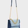 Front Flap Chain Handle Crossbody Bag – Navy