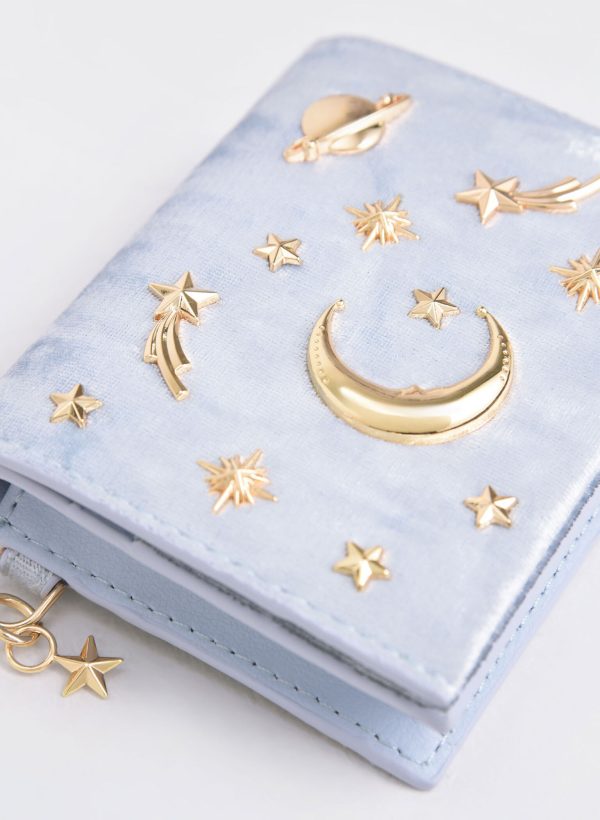 Velvet Embellished Card Holder – Light Blue