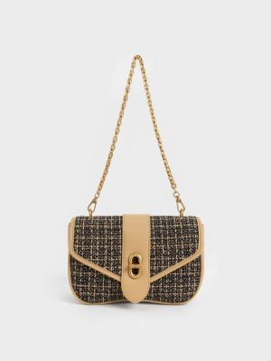 Aubrielle Tweed Panelled Crossbody Bag – Multi