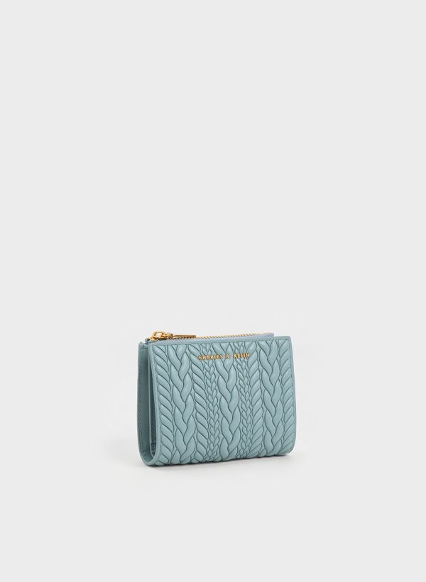 Apolline Textured Top-Zip Wallet – Slate Blue