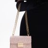 Glittered Push-Lock Chain-Handle Bag – Blush