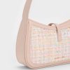 Cesia Metallic Accent Tweed Shoulder Bag – Pink