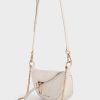 Philomena Wrinkled-Effect Half-Moon Crossbody Bag – Ivory