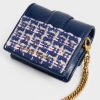 Gabine Tweed Chain-Link Card Holder – Navy