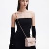 Glittered Push-Lock Chain-Handle Bag – Blush